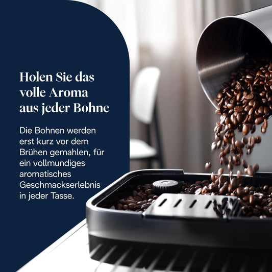 Magnifica Evo (ECAM292.81.SB)-Kaffeevollautomat mit Vollautomatischem cremigen Milchschaum,7 One-Touch-Getränke,Cappuccino & Espresso,Silber