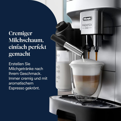 Magnifica Evo (ECAM292.81.SB)-Kaffeevollautomat mit Vollautomatischem cremigen Milchschaum,7 One-Touch-Getränke,Cappuccino & Espresso,Silber